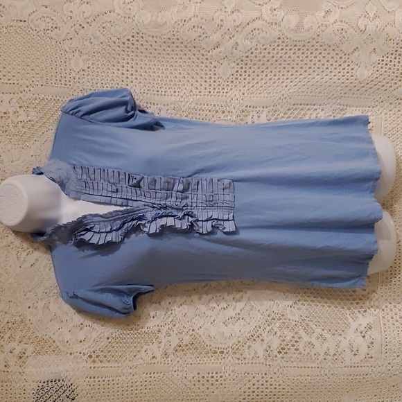 BCBGMaxAzria sz S blue top with cascade like neckline - Picture 1 of 8